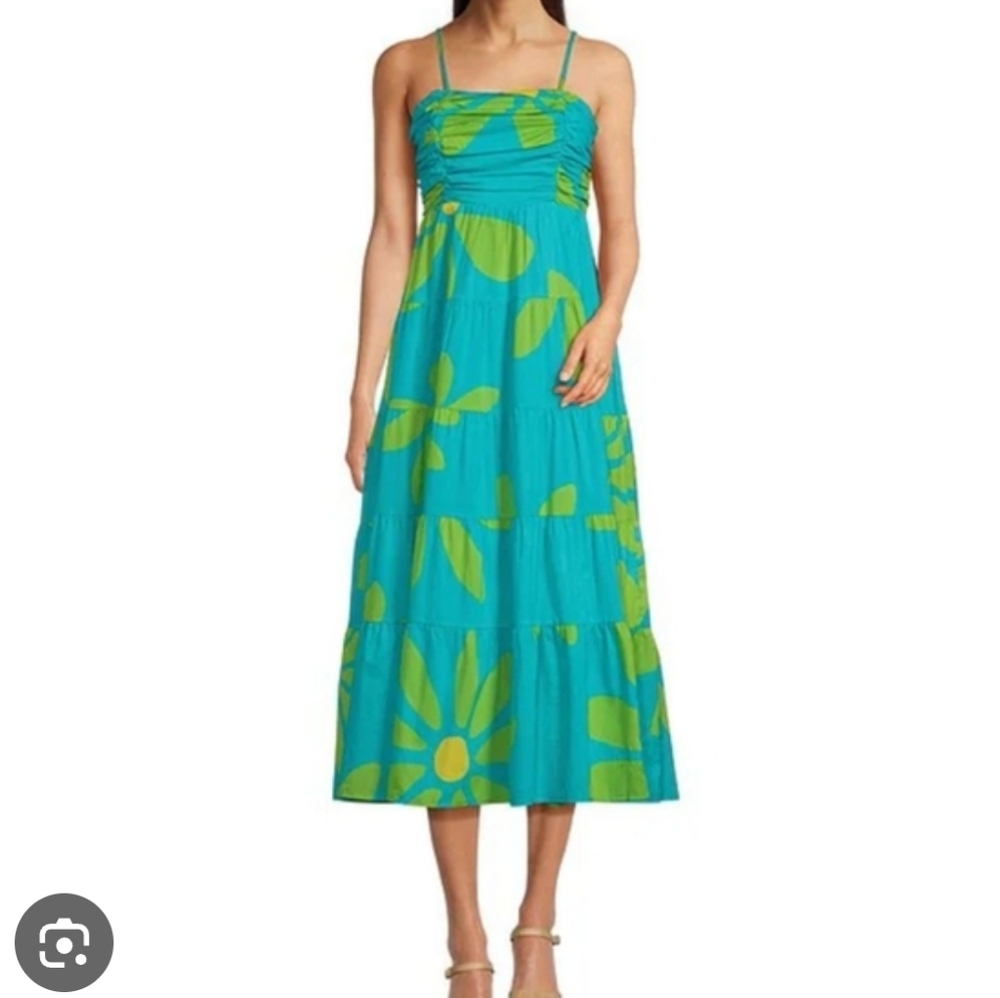 J.MARIE Floral Spaghetti Strap Tiered Dress SIZE M, 100% Cotton, Used Like New.